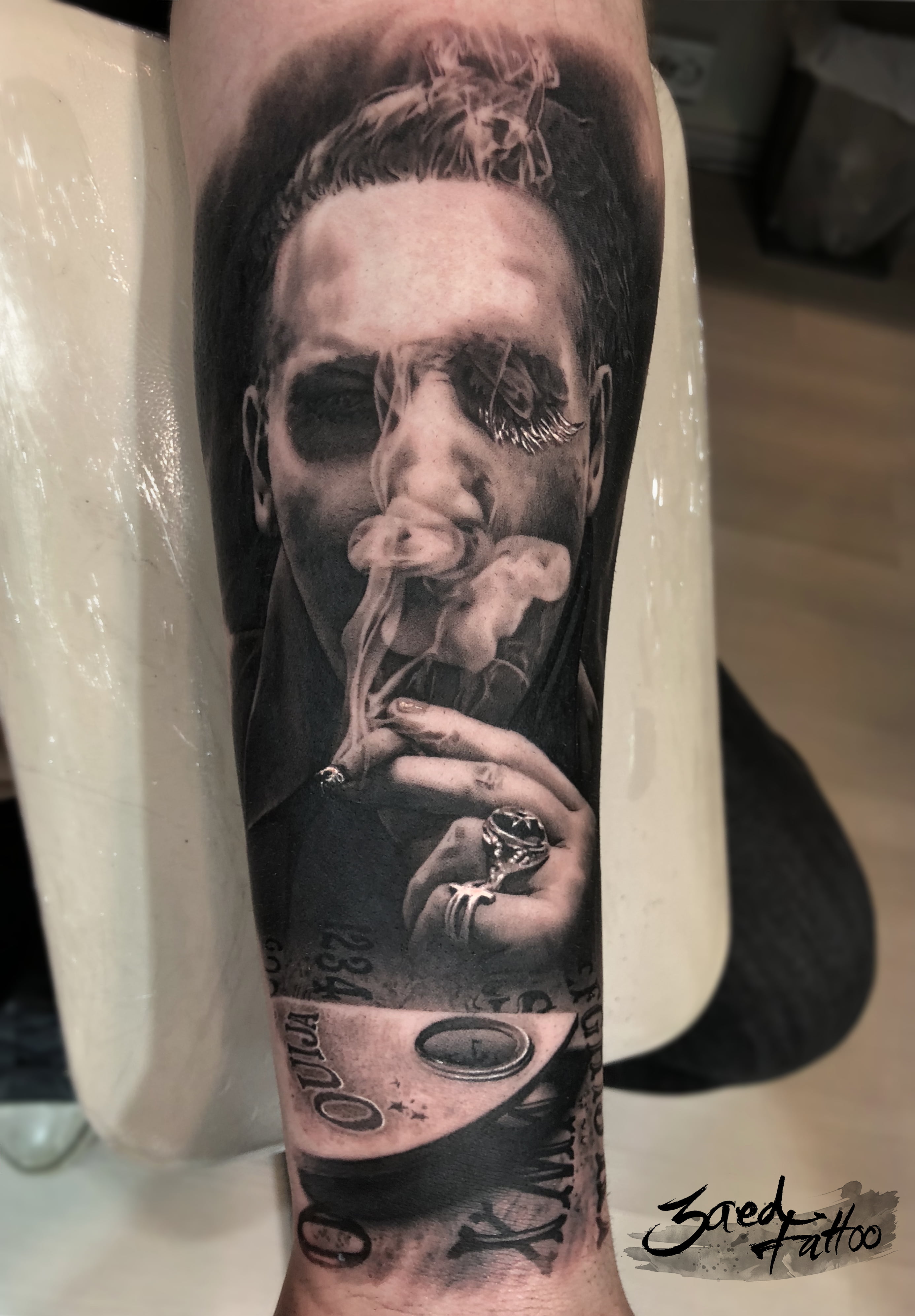 Ouija board smoking man tattoo